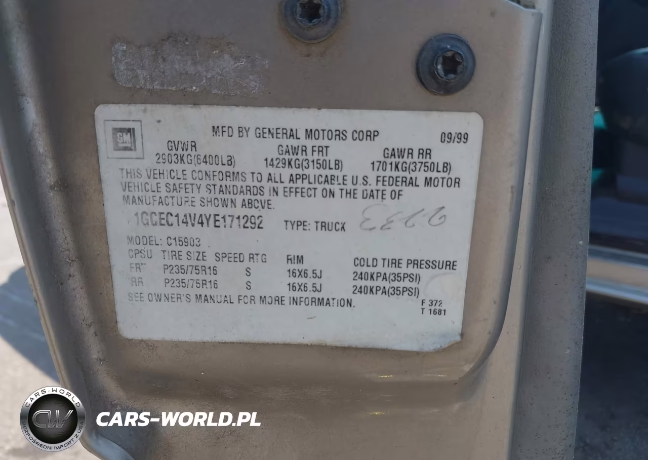 2000 Chevrolet Silverado 1500 VIN:1GCEC14V4YE171292 - 9