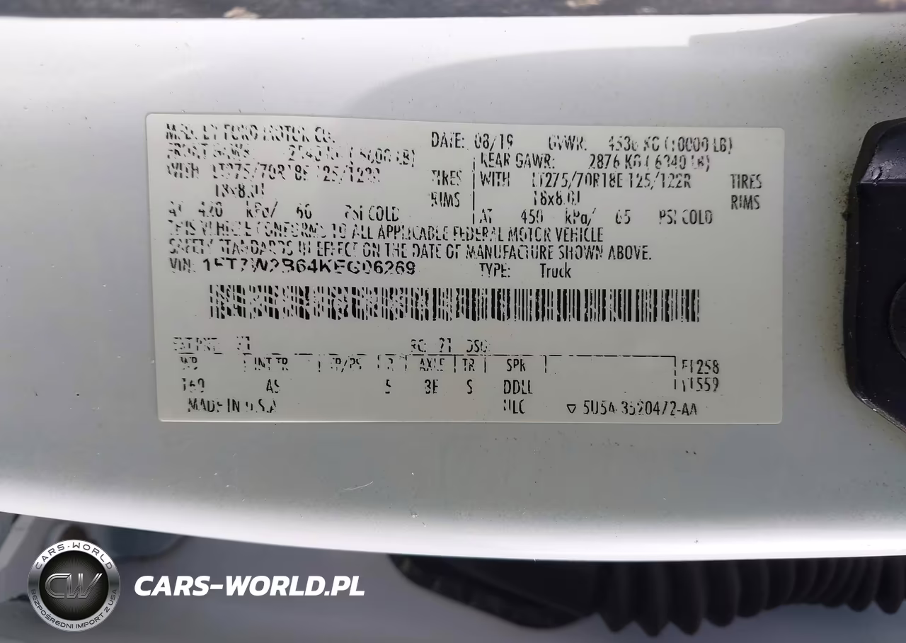 2019 Ford F-250 Xl VIN:1FT7W2B64KEG06269 - 9