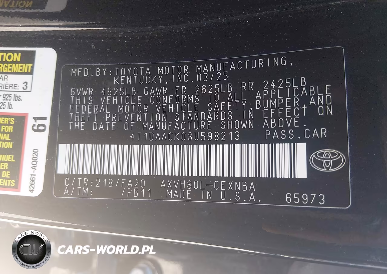 2025 Toyota Camry Le VIN:4T1DAACK0SU598213 - 9