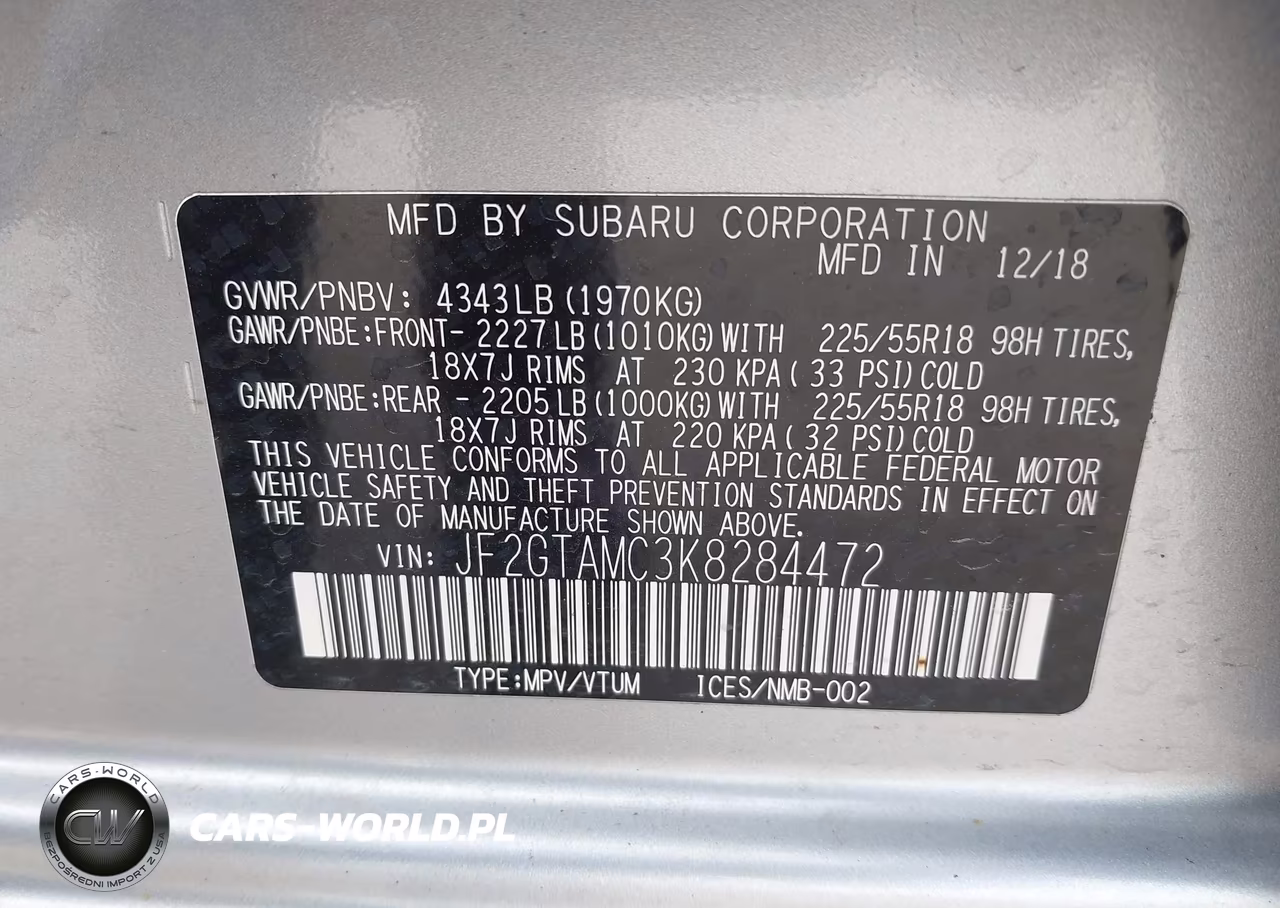 2019 Subaru Crosstrek 2.0I Limited VIN:JF2GTAMC3K8284472 - 9