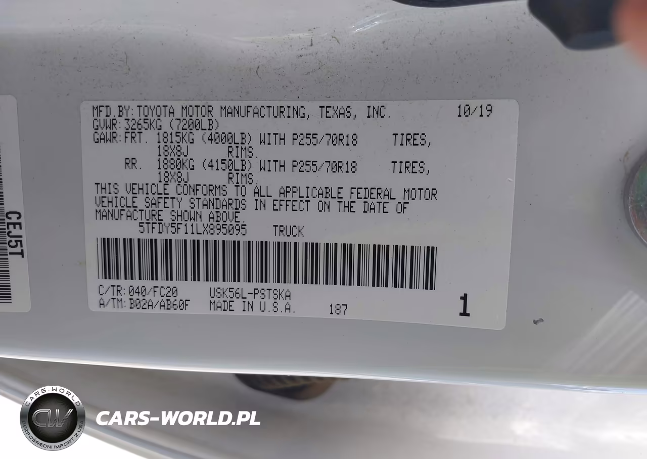 2020 Toyota Tundra Sr5 VIN:5TFDY5F11LX895095 - 9