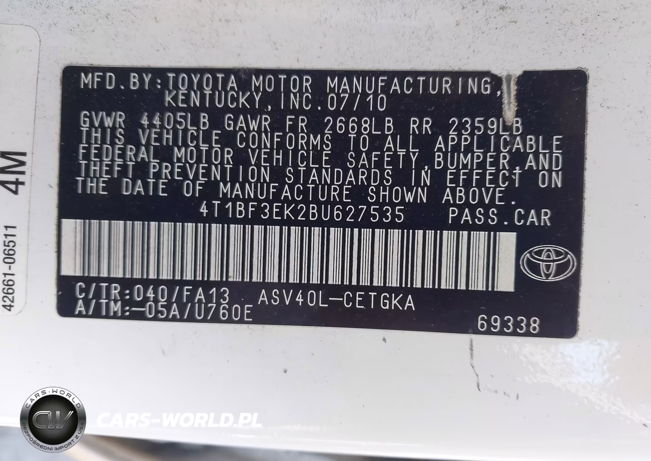 2011 Toyota Camry Xle VIN:4T1BF3EK2BU627535 - 9