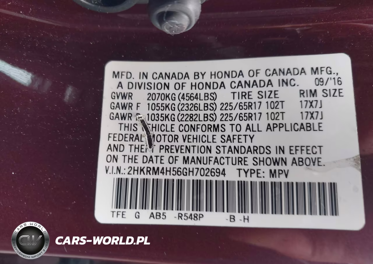 2016 Honda Cr-V Ex VIN:2HKRM4H56GH702694 - 9