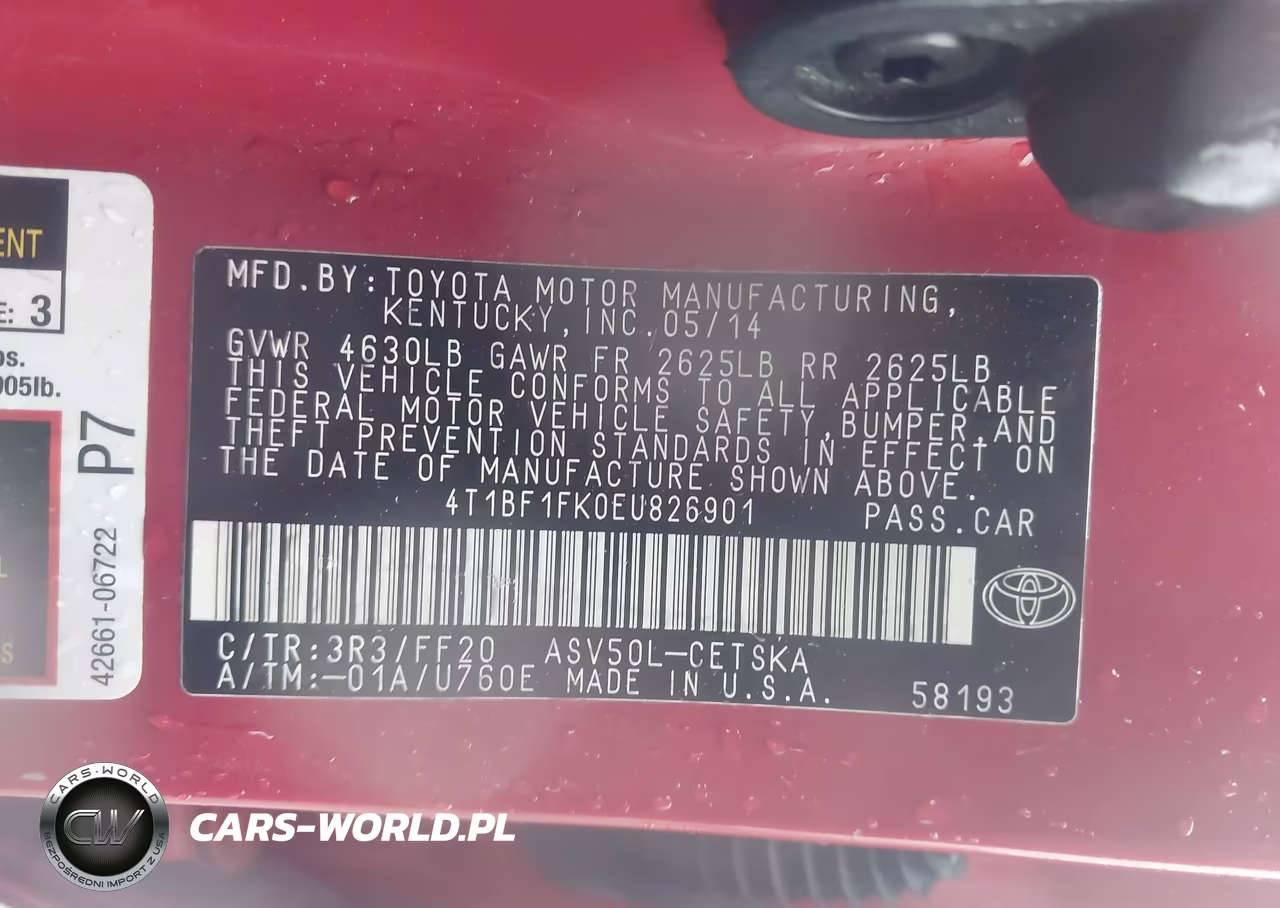 2014 Toyota Camry Se VIN:4T1BF1FK0EU826901 - 9