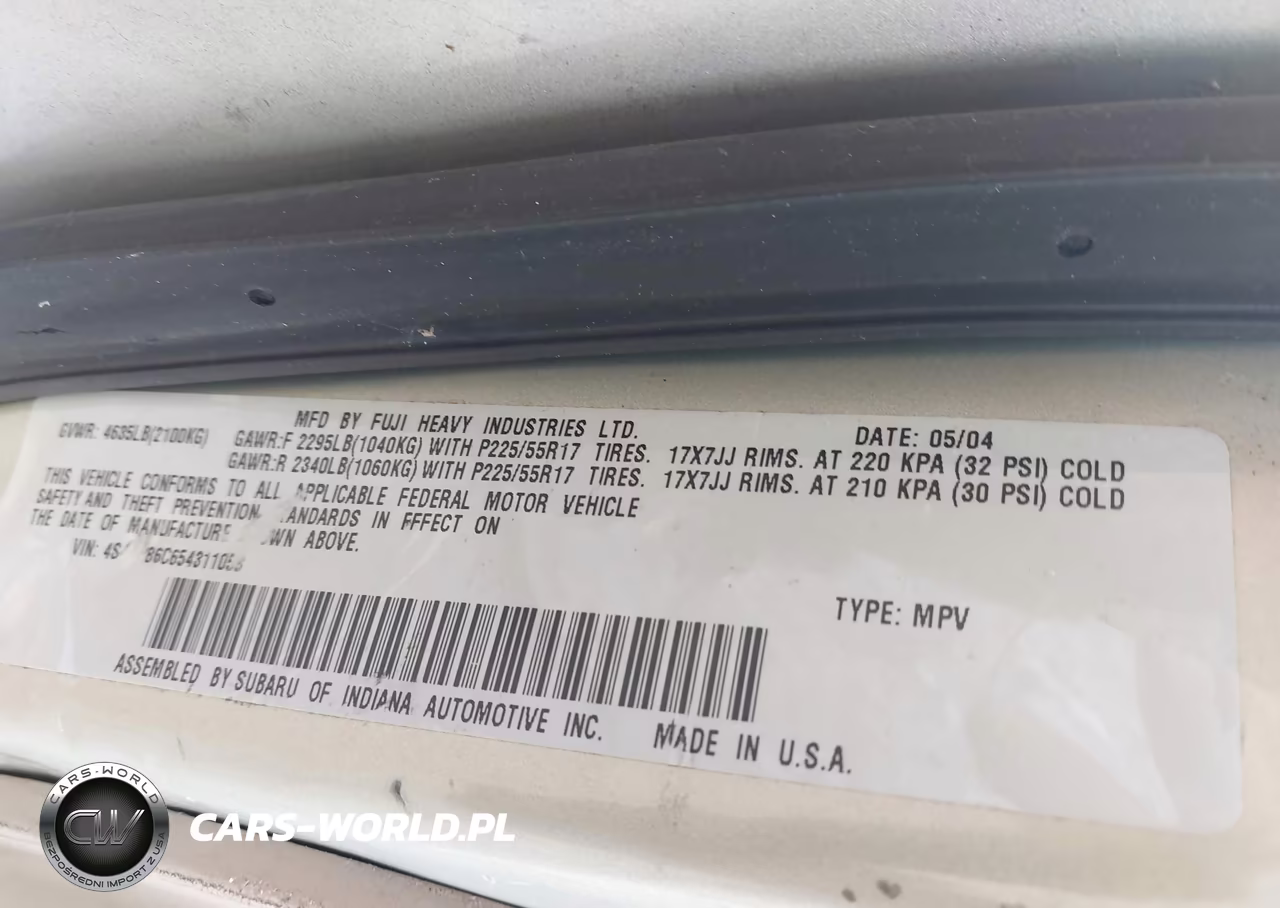 2005 Subaru Outback 3.0R L.l. Bean Edition VIN:4S4BP86C654311058 - 9