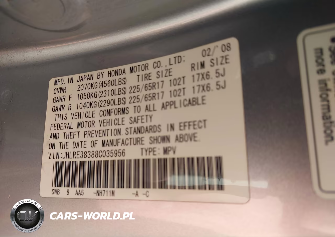 2008 Honda Cr-V Lx VIN:JHLRE38388C035956 - 9