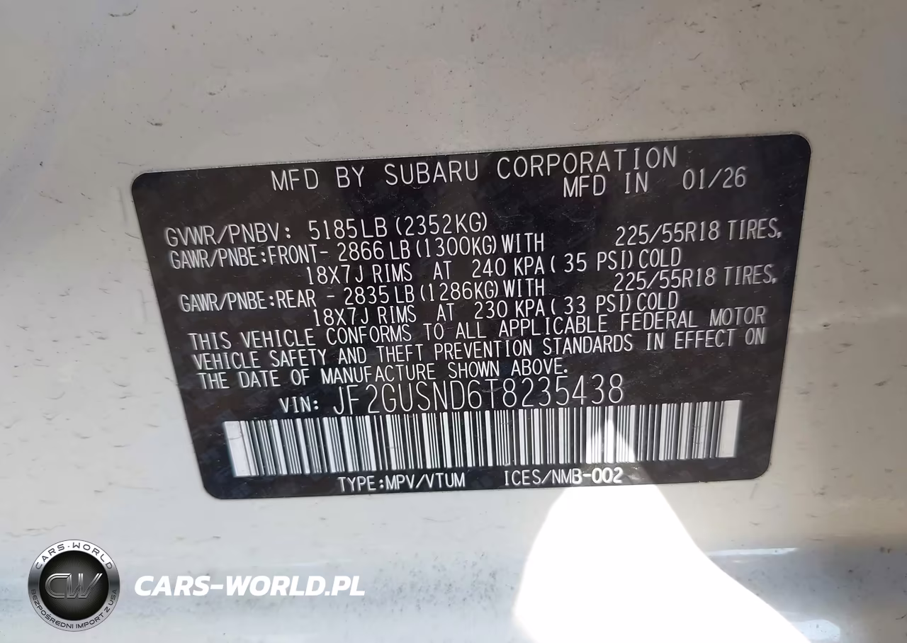 2026 Subaru Crosstrek Limited VIN:JF2GUSND6T8235438 - 9