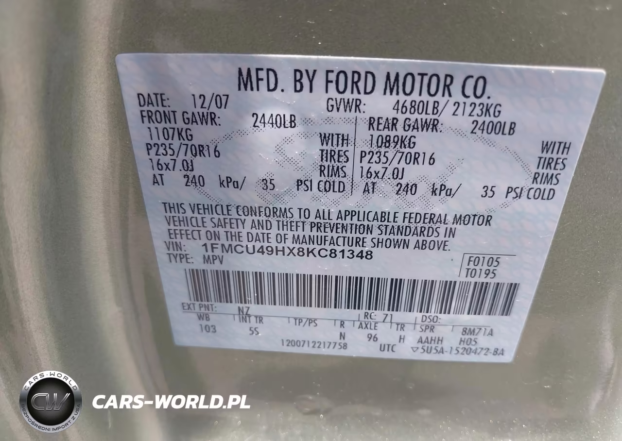 2008 Ford Escape Hybrid VIN:1FMCU49HX8KC81348 - 9