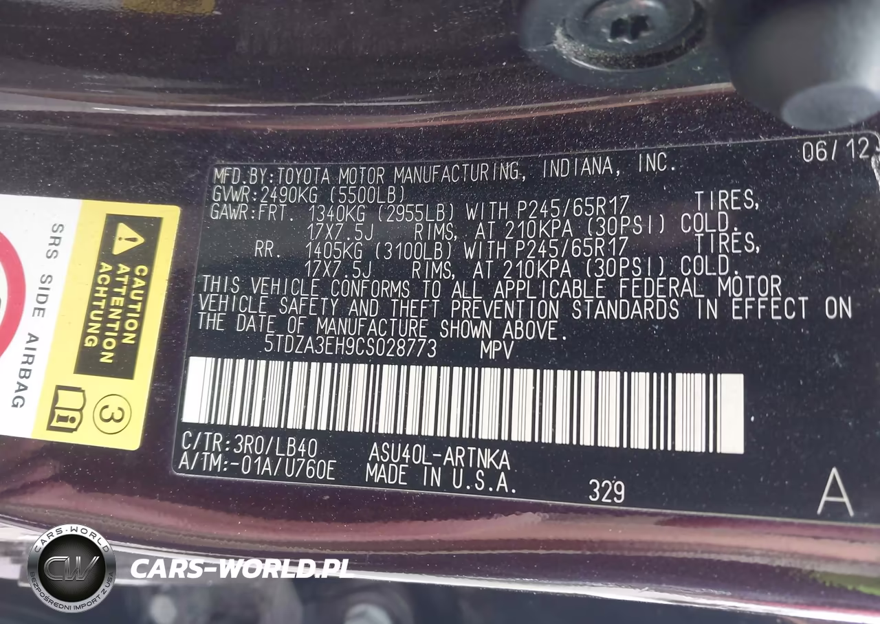 2012 Toyota Highlander Se VIN:5TDZA3EH9CS028773 - 9