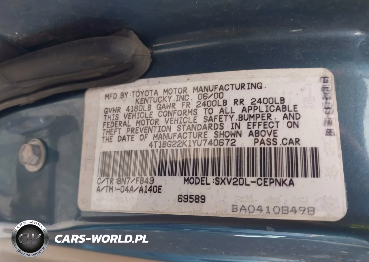 2000 Toyota Camry Le VIN:4T1BG22K1YU740672 - 9