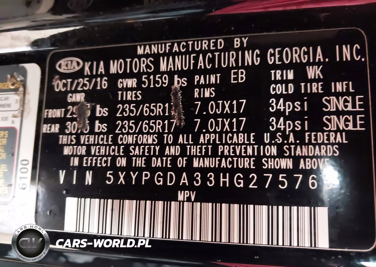 2017 Kia Sorento 2.4L Lx VIN:5XYPGDA33HG275765 - 9