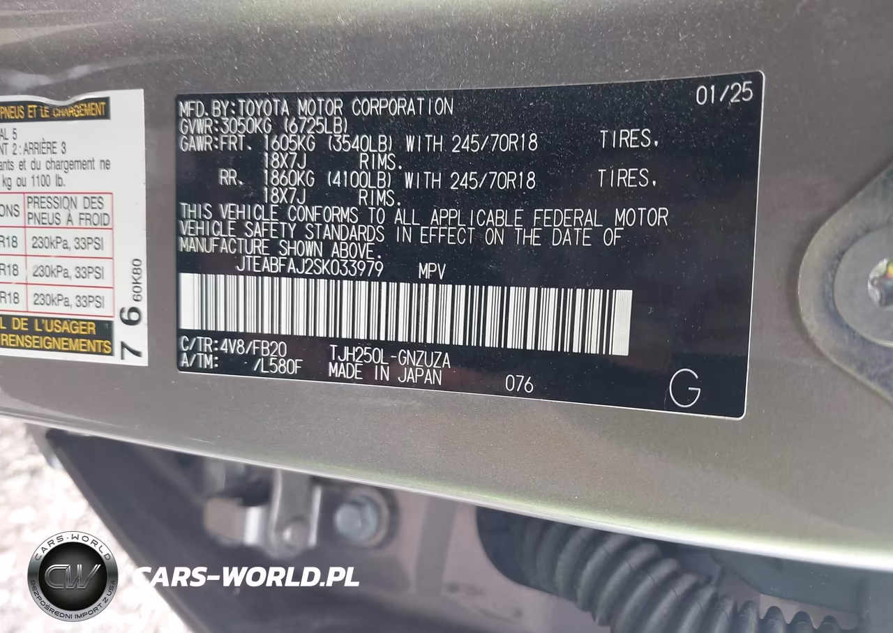 2025 Toyota Land Cruiser 1958 VIN:JTEABFAJ2SK033979 - 9
