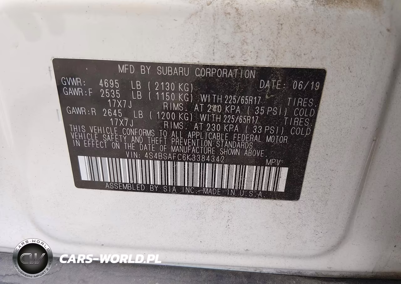 2019 Subaru Outback 2.5I Premium VIN:4S4BSAFC6K3384342 - 9