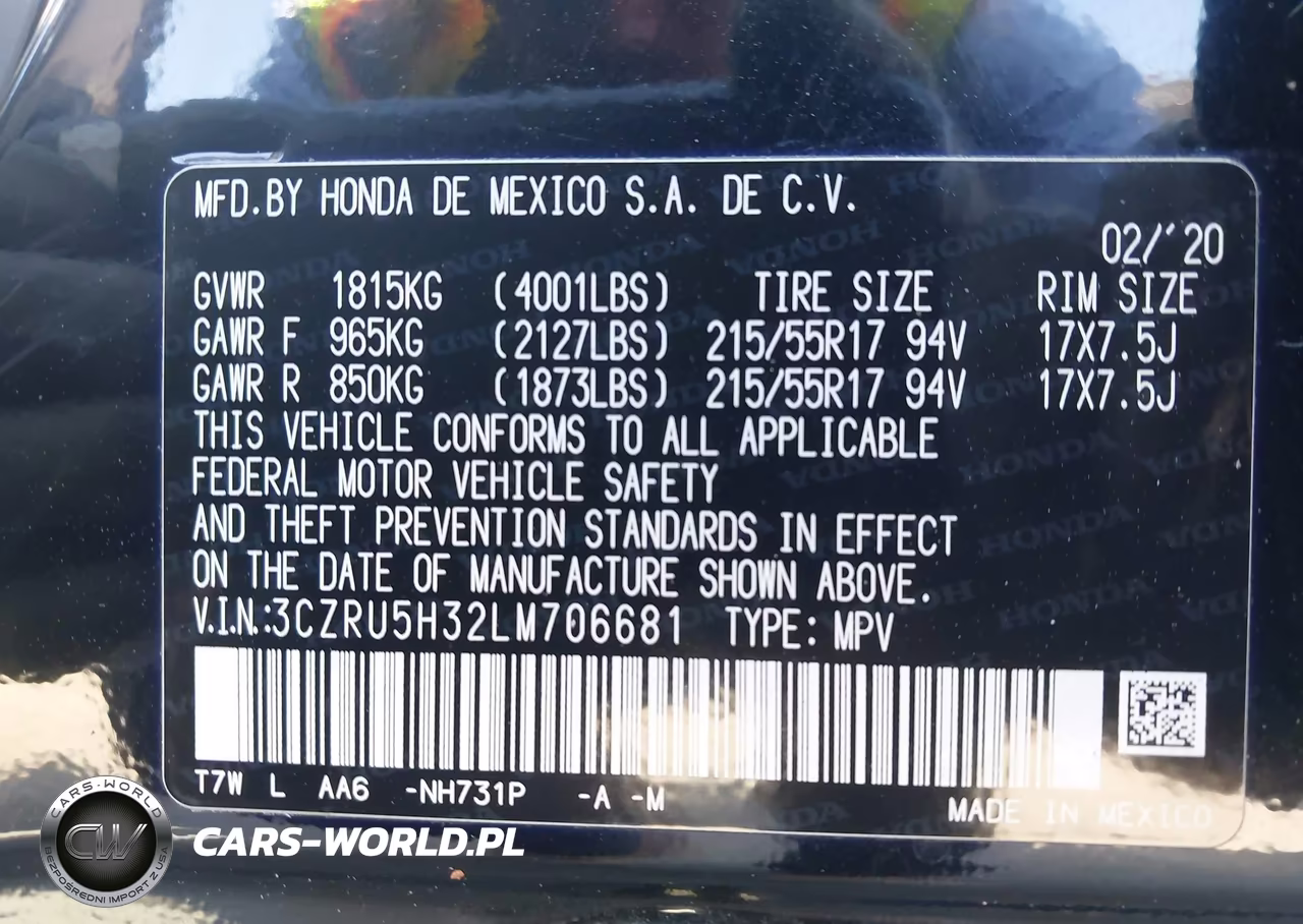 2020 Honda Hr-V 2Wd Lx VIN:3CZRU5H32LM706681 - 9