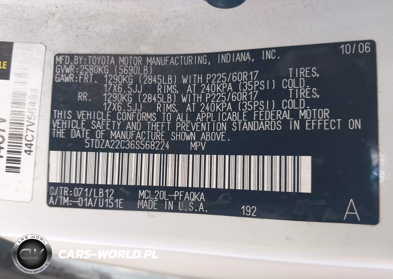 2006 Toyota Sienna Xle VIN:5TDZA22C36S568224 - 9