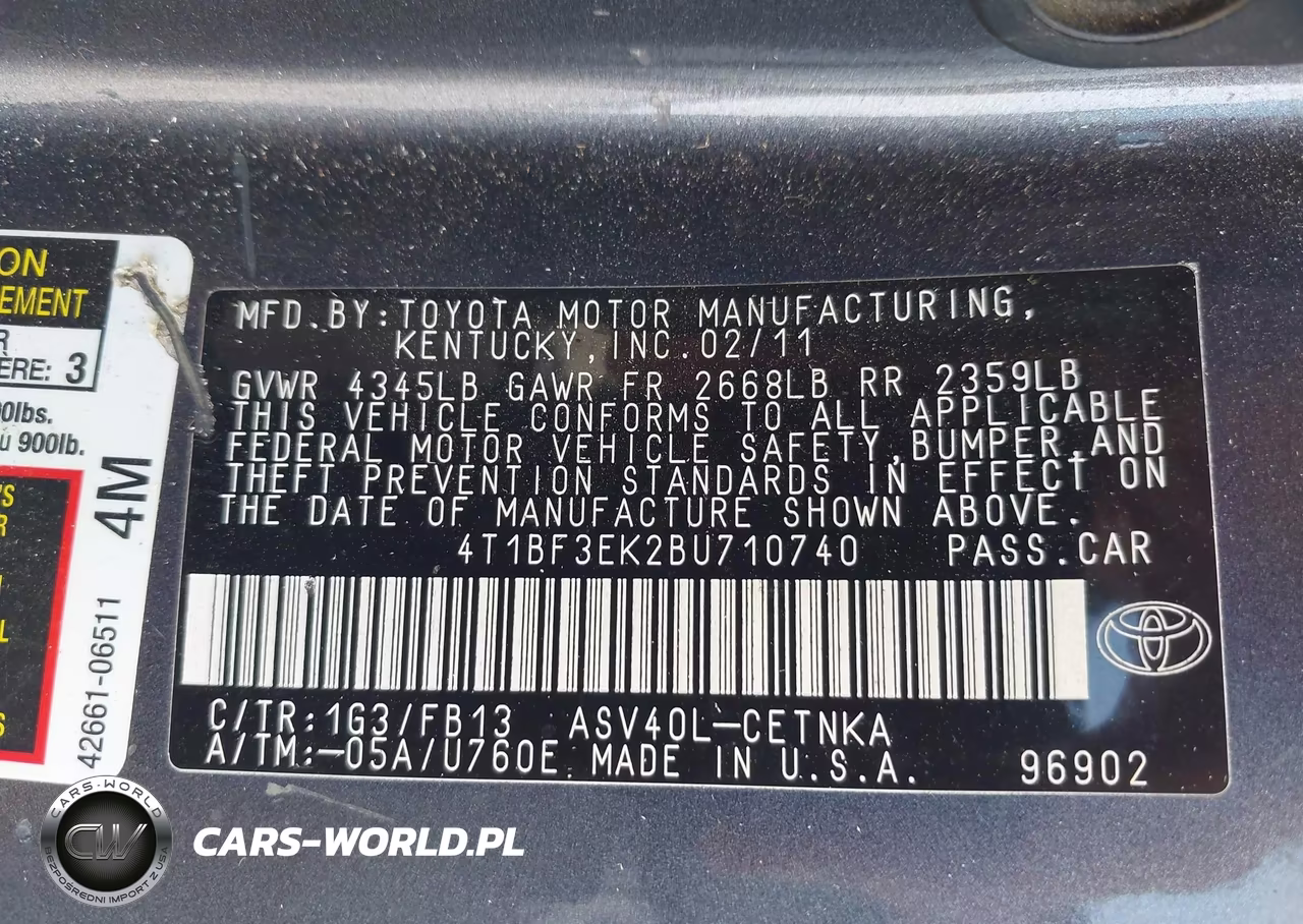 2011 Toyota Camry Le VIN:4T1BF3EK2BU710740 - 9