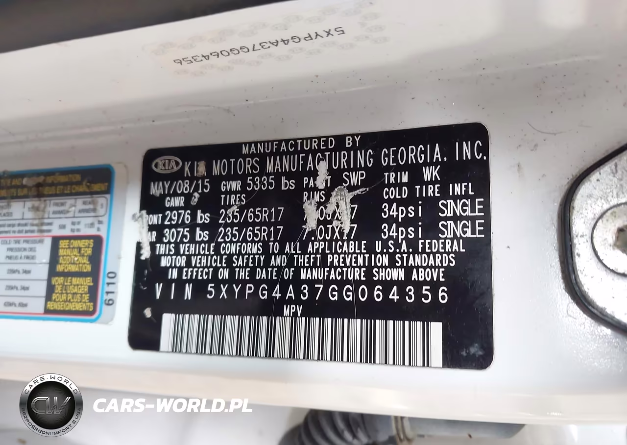 2016 Kia Sorento 2.4L Lx VIN:5XYPG4A37GG064356 - 9