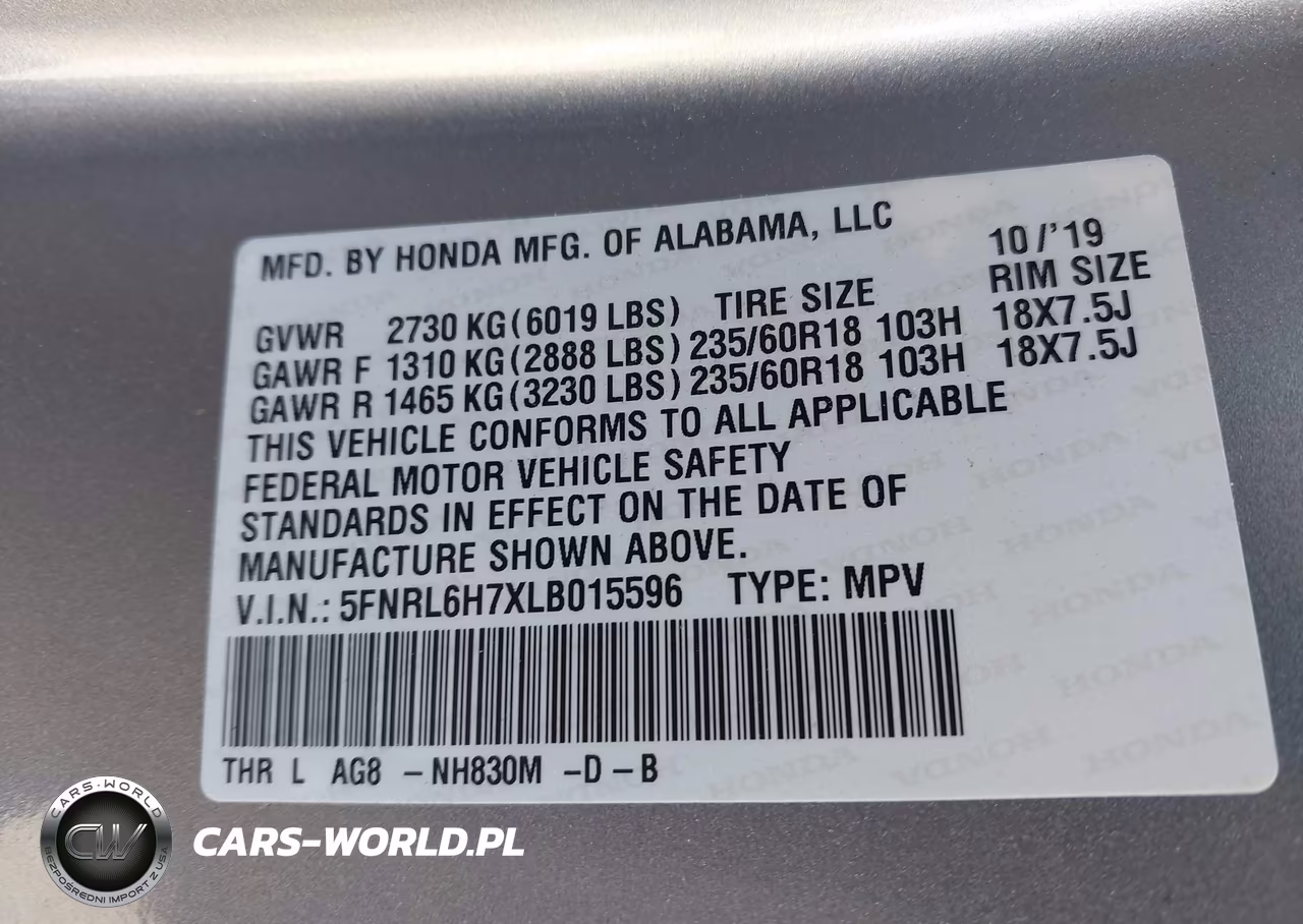 2020 Honda Odyssey Ex-L-Ex-L W-Navi Res VIN:5FNRL6H7XLB015596 - 9