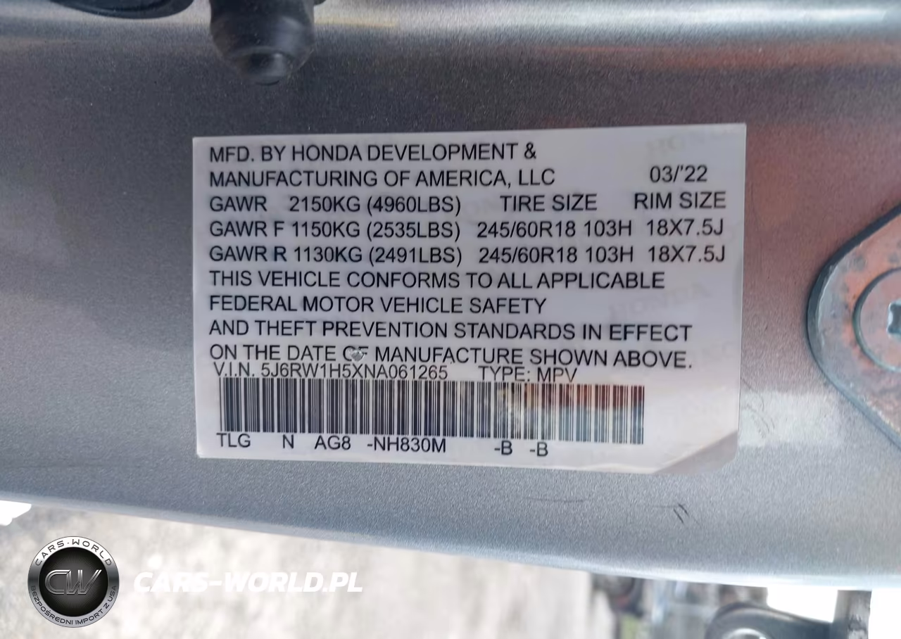 2022 Honda Cr-V 2Wd Ex VIN:5J6RW1H5XNA061265 - 9
