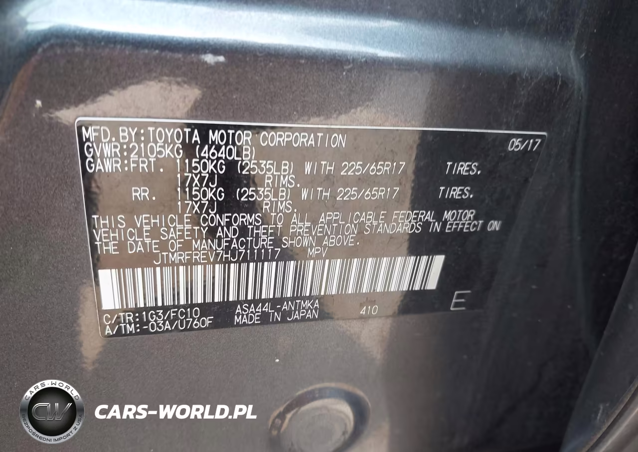 2017 Toyota Rav4 Xle VIN:JTMRFREV7HJ711117 - 9