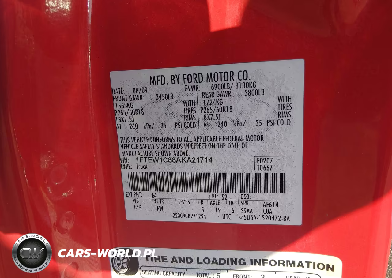 2010 Ford F-150 Fx2 Sport-Xl-Xlt VIN:1FTEW1C88AKA21714 - 9
