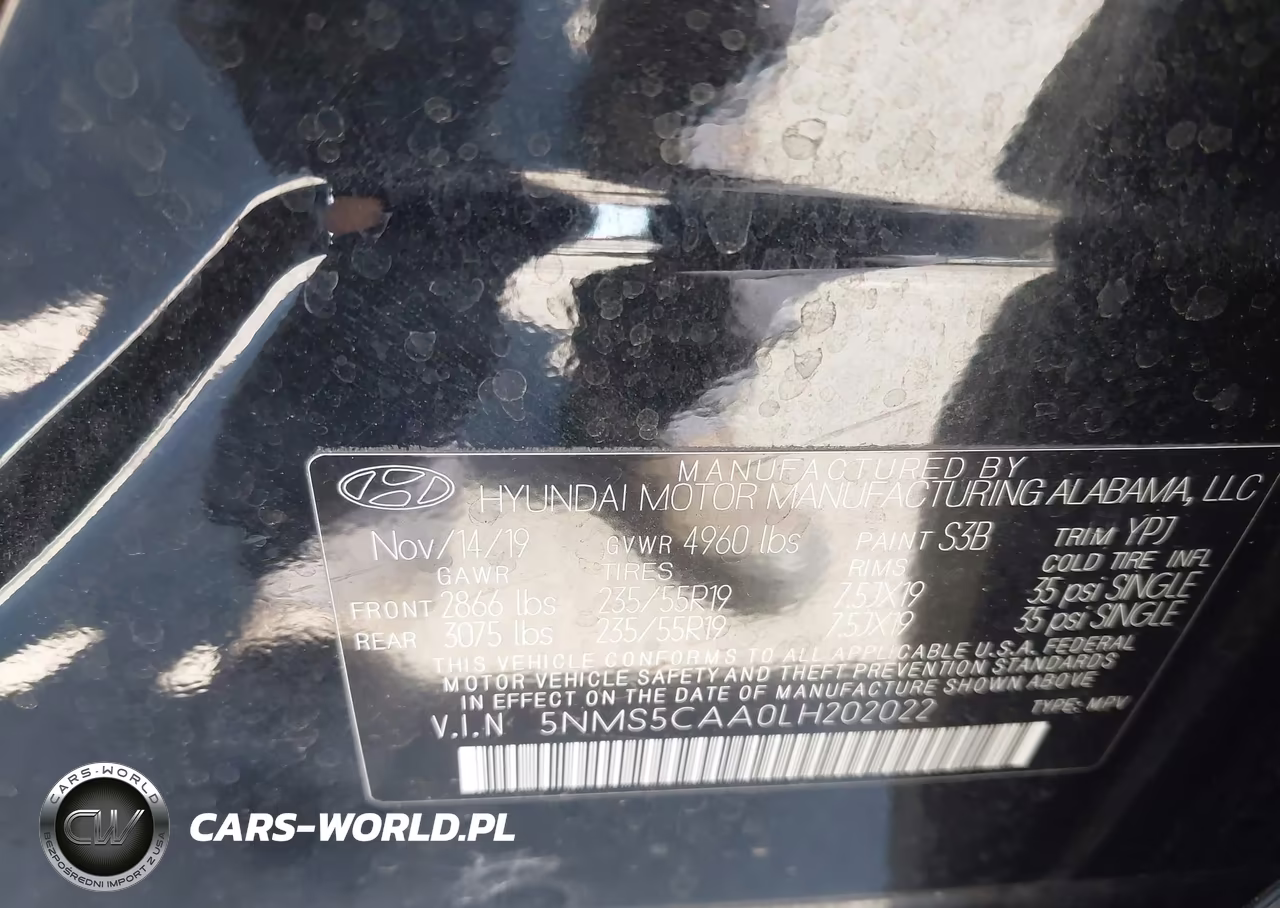 2020 Hyundai Santa Fe Limited 2.0T VIN:5NMS5CAA0LH202022 - 9