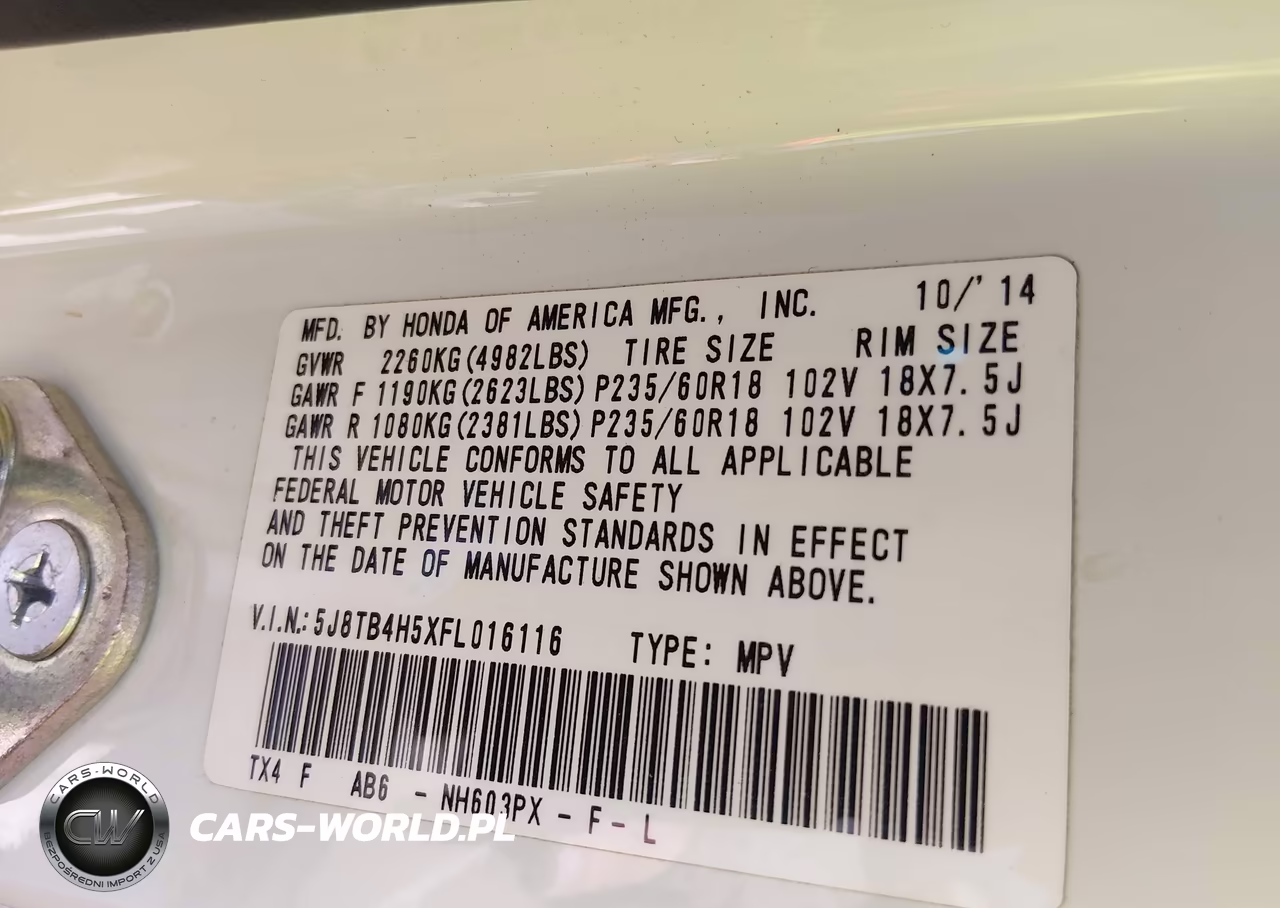 2015 Acura Rdx VIN:5J8TB4H5XFL016116 - 9