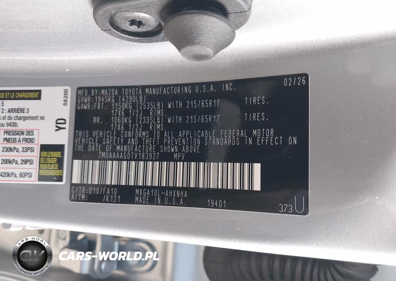 2026 Toyota Corolla Cross L VIN:7MUAAAAG0TV183927 - 9