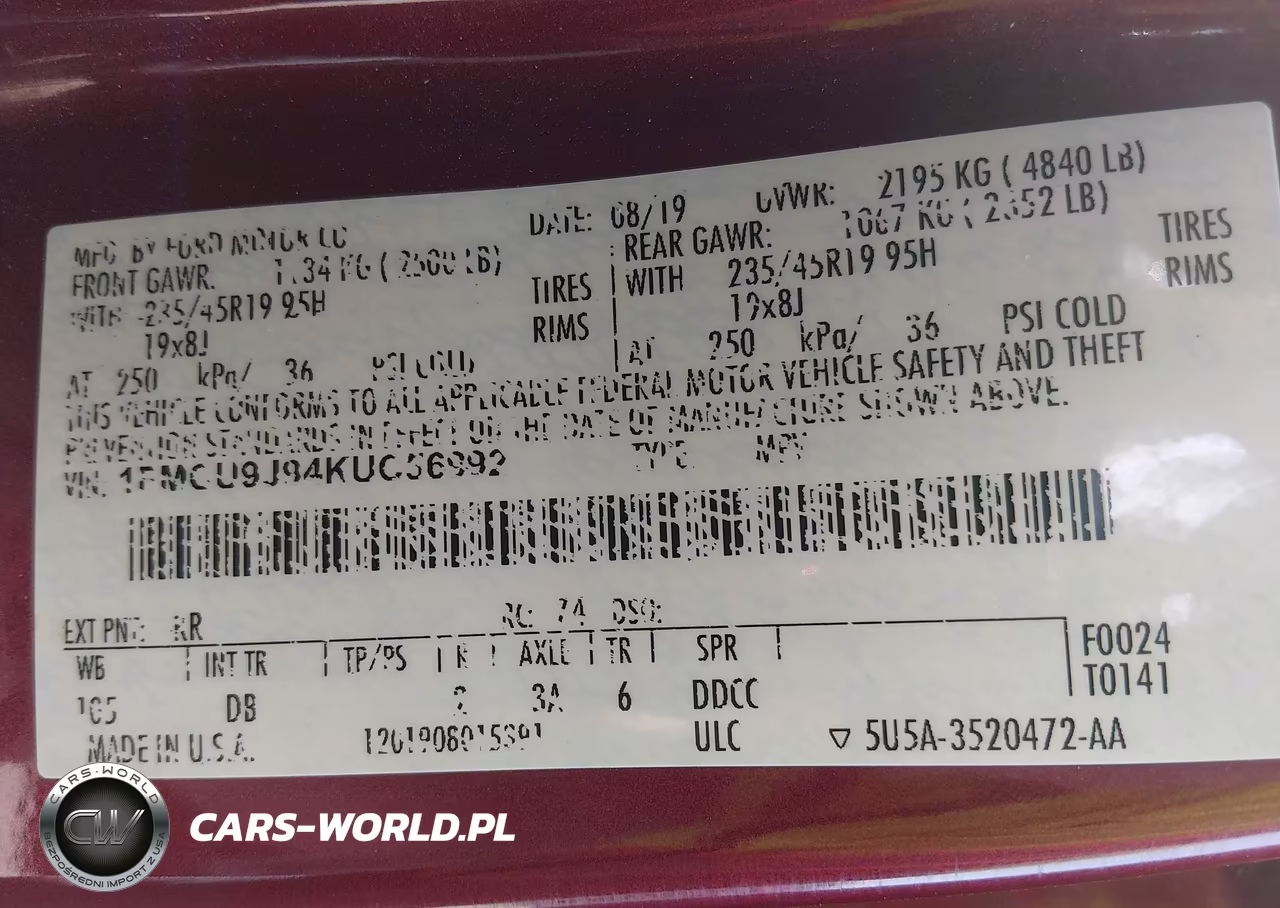 2019 Ford Escape Titanium VIN:1FMCU9J94KUC56992 - 9
