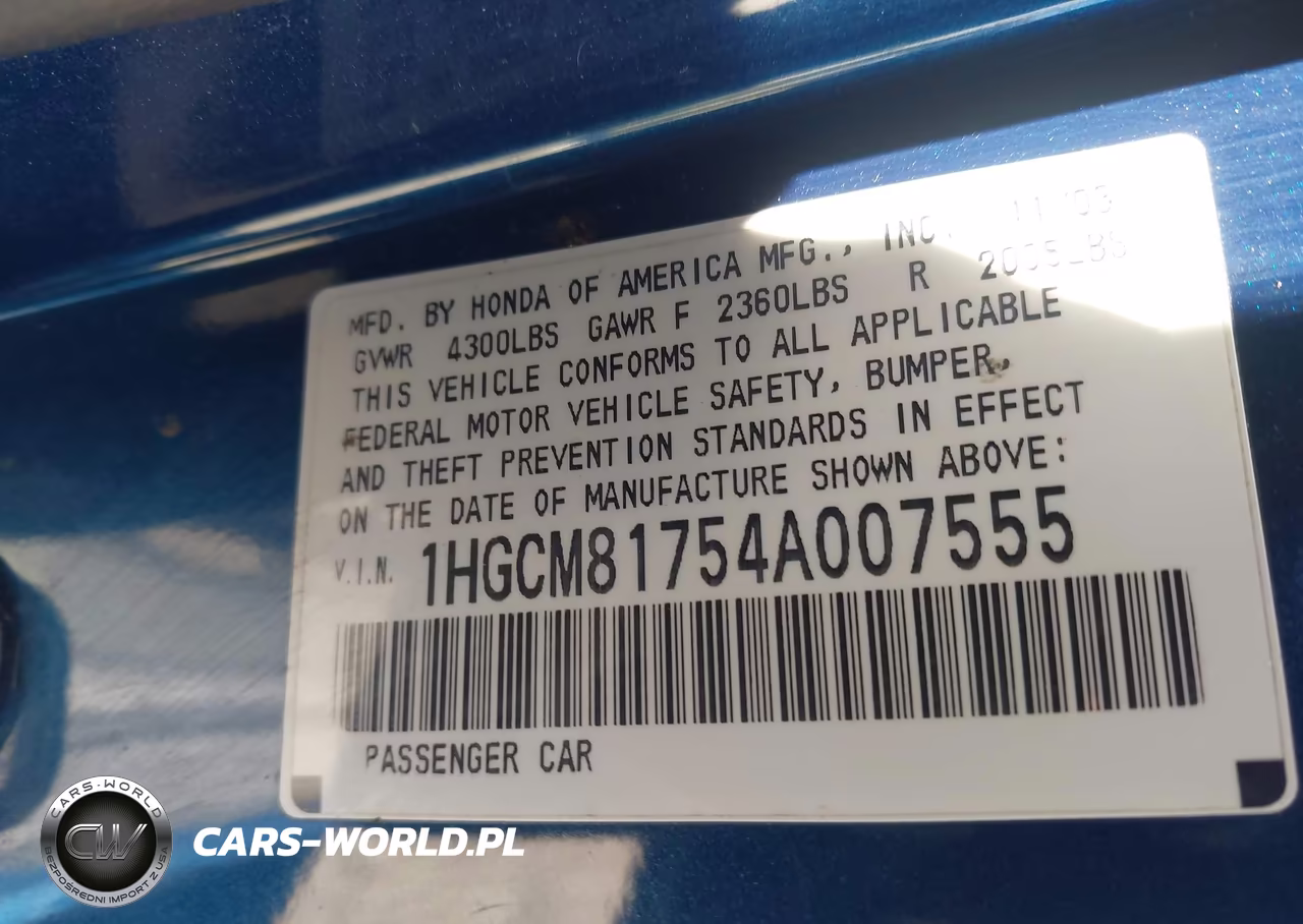 2004 Honda Accord 3.0 Ex VIN:1HGCM81754A007555 - 9