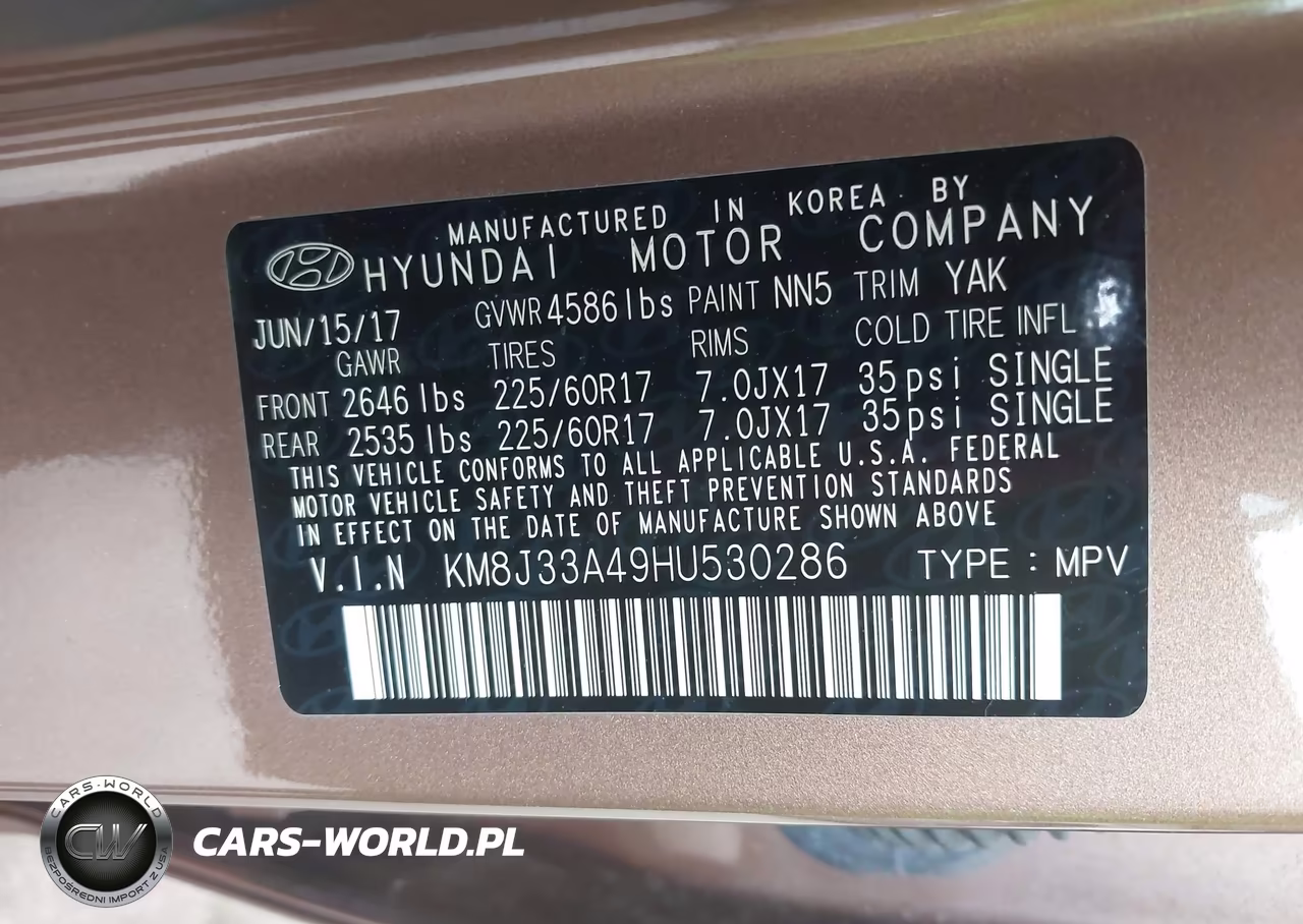 2017 Hyundai Tucson Se VIN:KM8J33A49HU530286 - 9