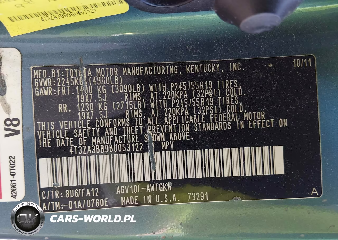 2011 Toyota Venza VIN:4T3ZA3BB9BU053122 - 9
