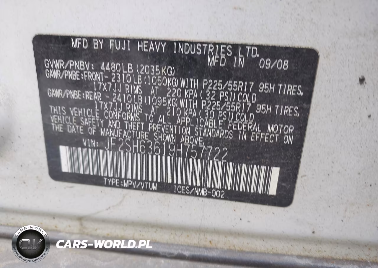 2009 Subaru Forester 2.5X VIN:JF2SH63619H757722 - 9
