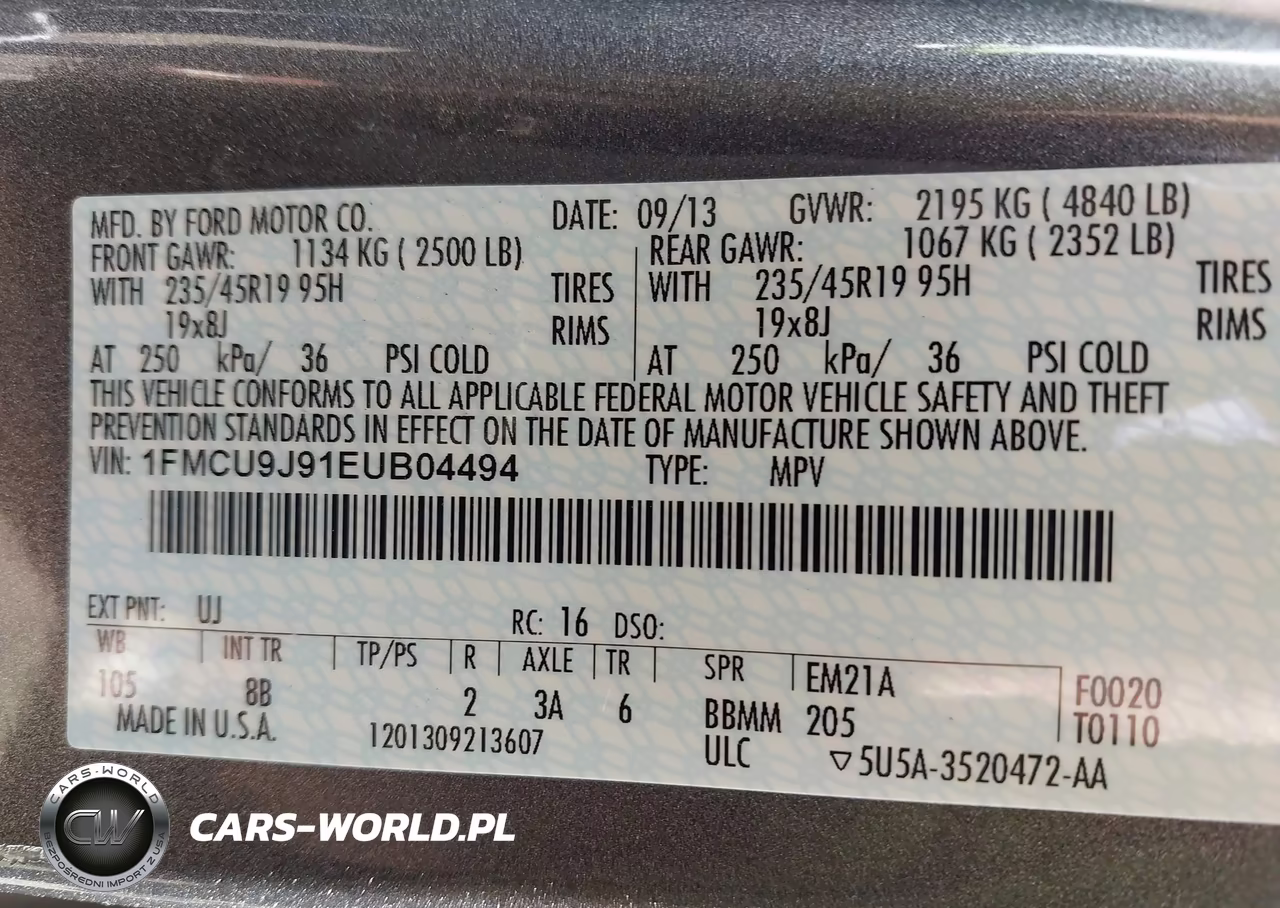 2014 Ford Escape Titanium VIN:1FMCU9J91EUB04494 - 9