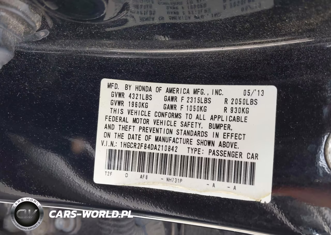 2013 Honda Accord Ex-L VIN:1HGCR2F84DA210842 - 9
