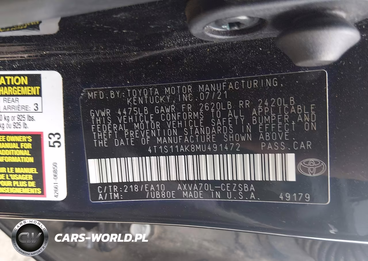 2021 Toyota Camry Se VIN:4T1S11AK8MU491472 - 9