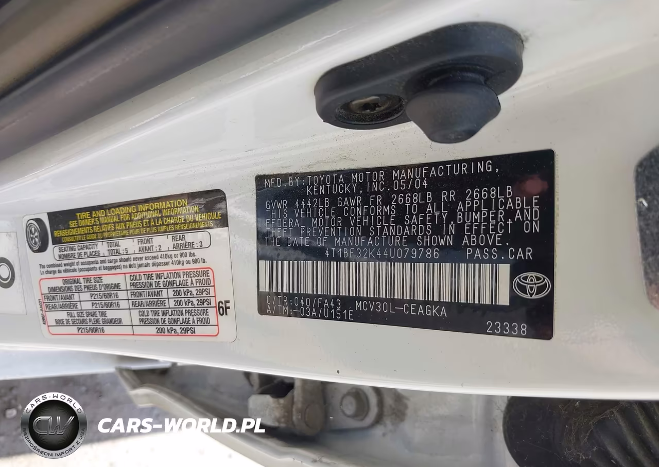 2004 Toyota Camry Xle V6 VIN:4T1BF32K44U079786 - 9
