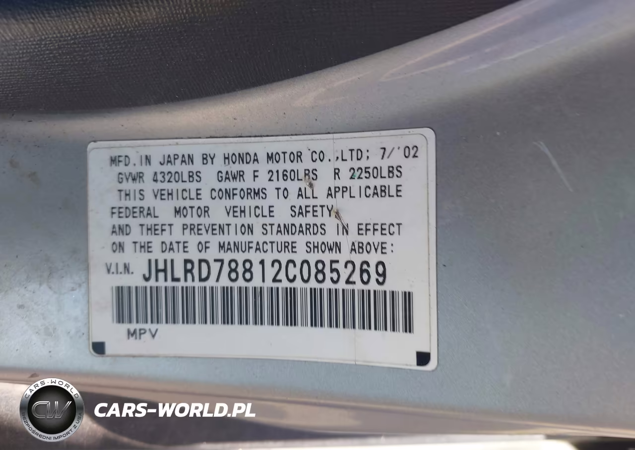 2002 Honda Cr-V Ex VIN:JHLRD78812C085269 - 9