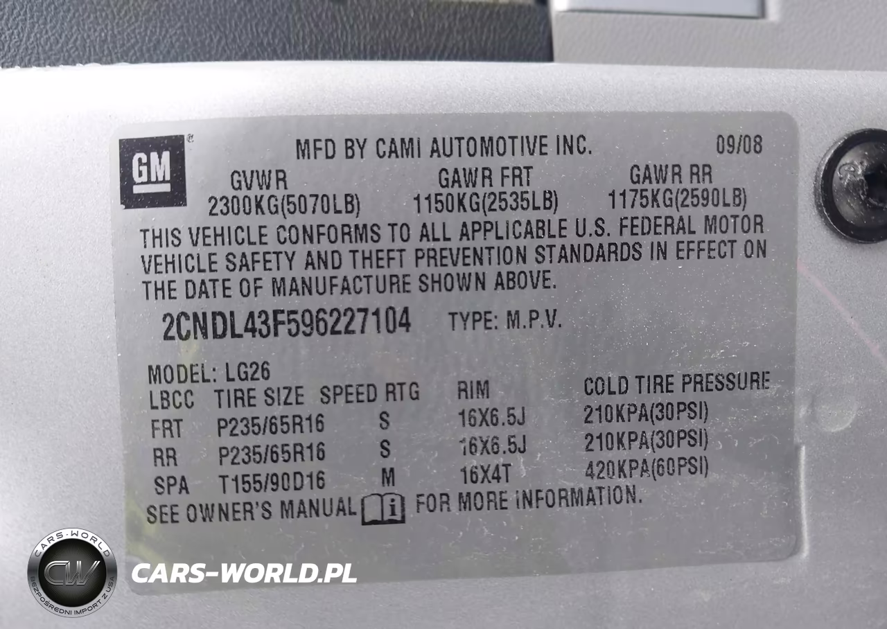 2009 Chevrolet Equinox Lt VIN:2CNDL43F596227104 - 9