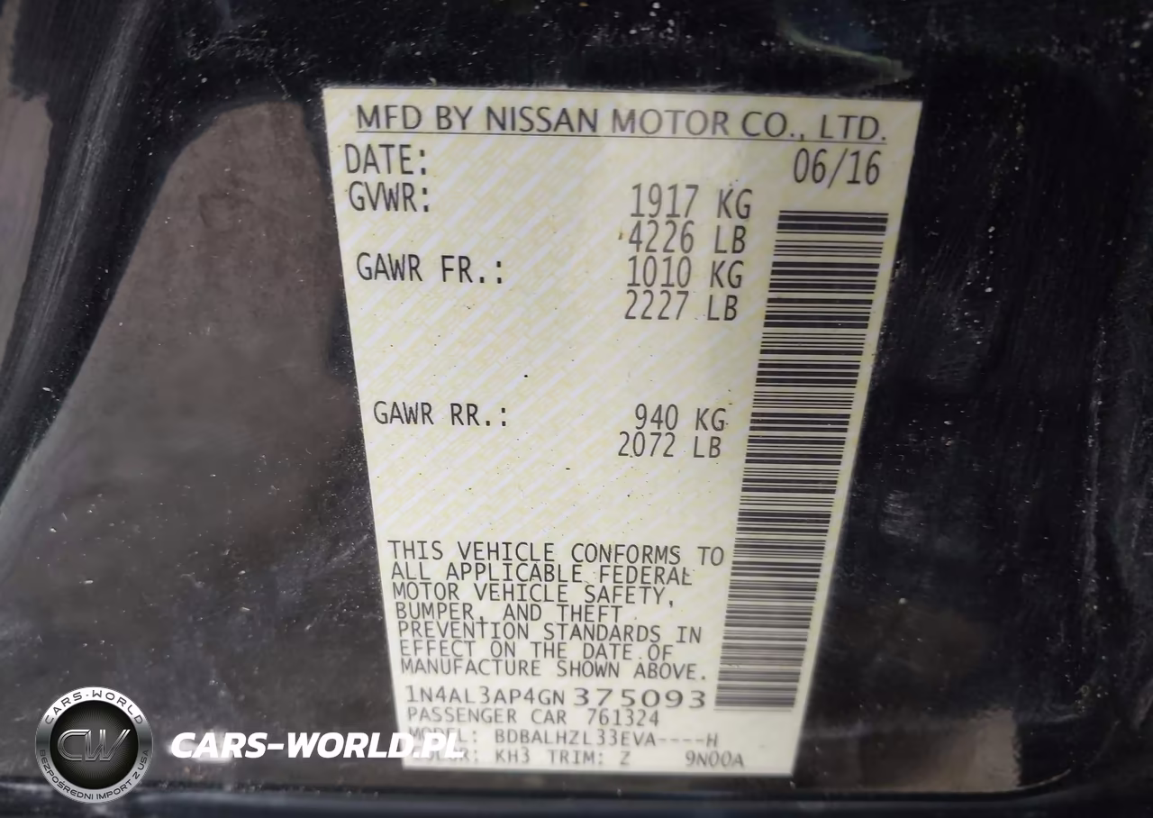 2016 Nissan Altima 2.5 Sr VIN:1N4AL3AP4GN375093 - 9