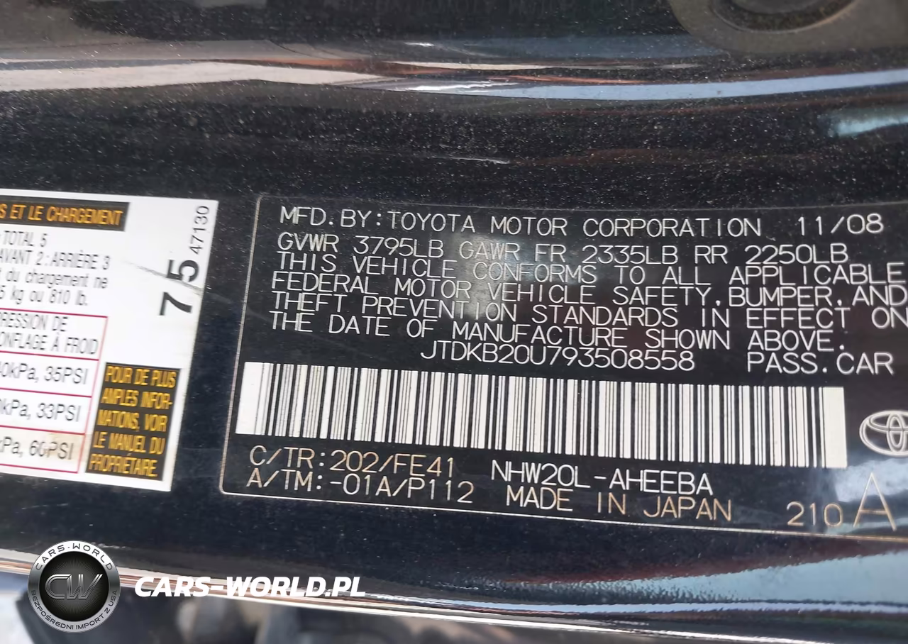 2009 Toyota Prius VIN:JTDKB20U793508558 - 9