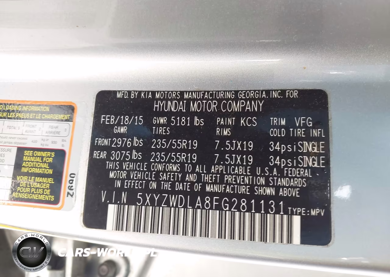 2015 Hyundai Santa Fe Sport 2.0L Turbo VIN:5XYZWDLA8FG281131 - 9