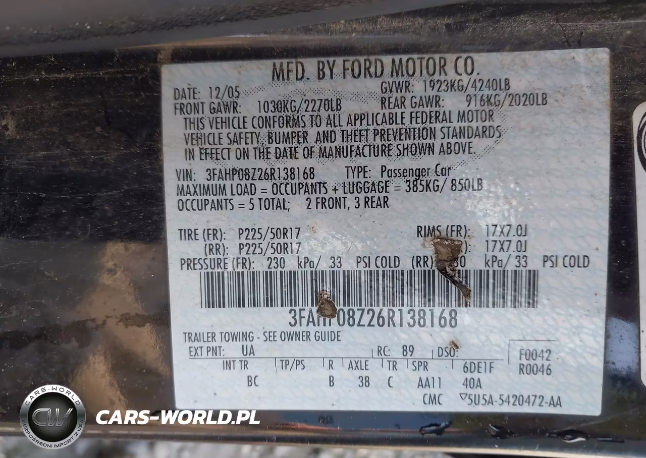 2006 Ford Fusion Sel VIN:3FAHP08Z26R138168 - 9