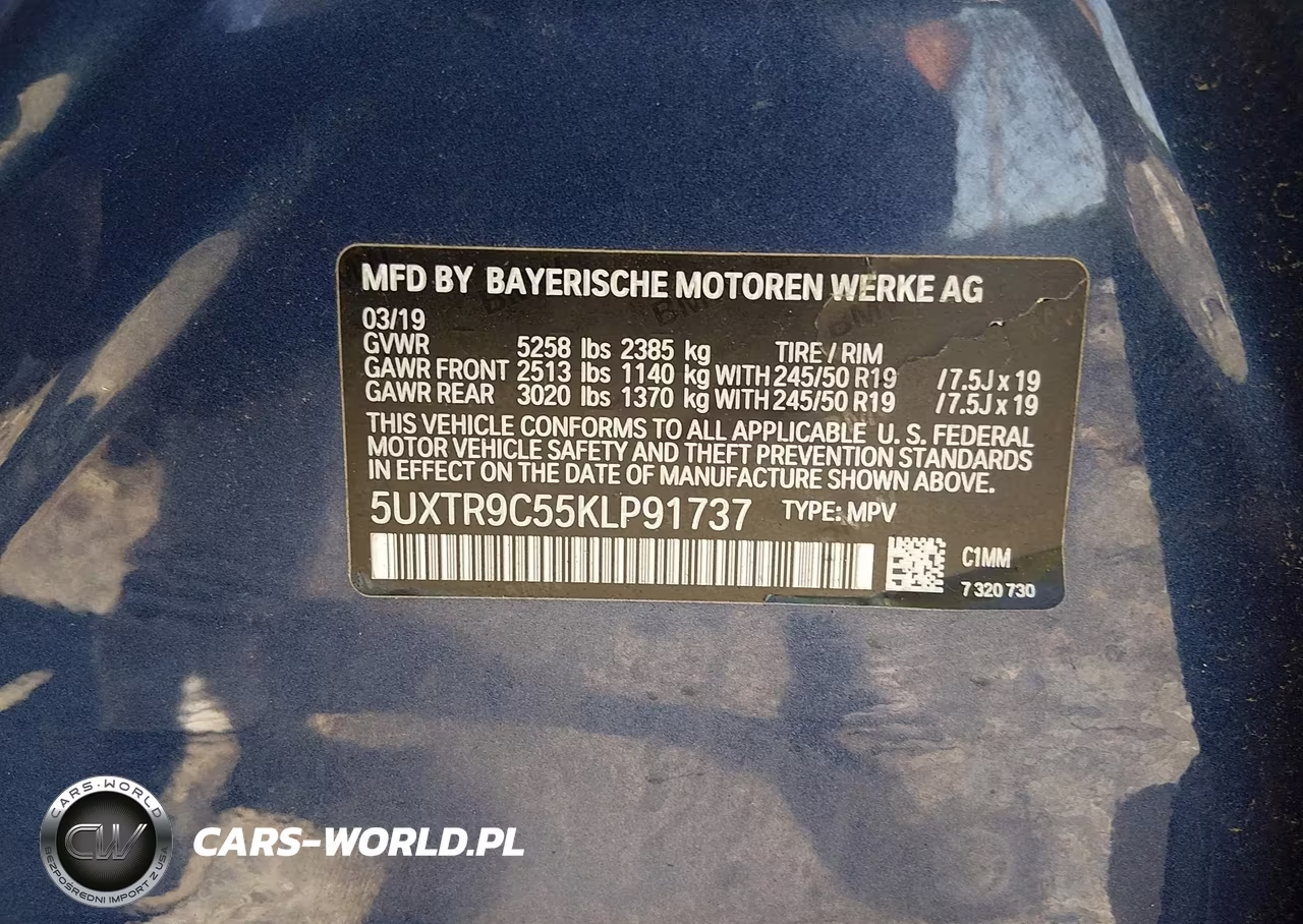 2019 BMW X3 xDrive30I VIN:5UXTR9C55KLP91737 - 9