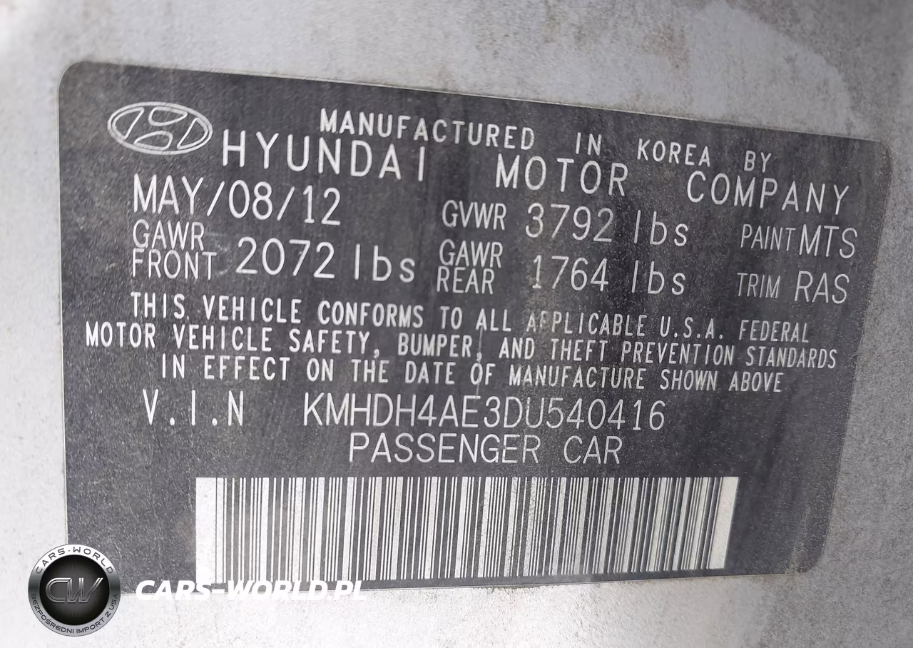 2013 Hyundai Elantra Gls VIN:KMHDH4AE3DU540416 - 9