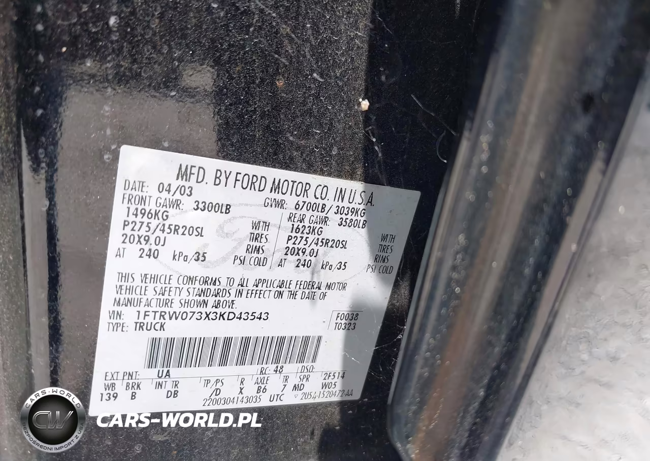 2003 Ford F-150 Lariat VIN:1FTRW073X3KD43543 - 9