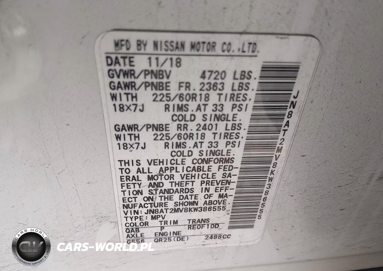 2019 Nissan Rogue Sv VIN:JN8AT2MV8KW386555 - 9