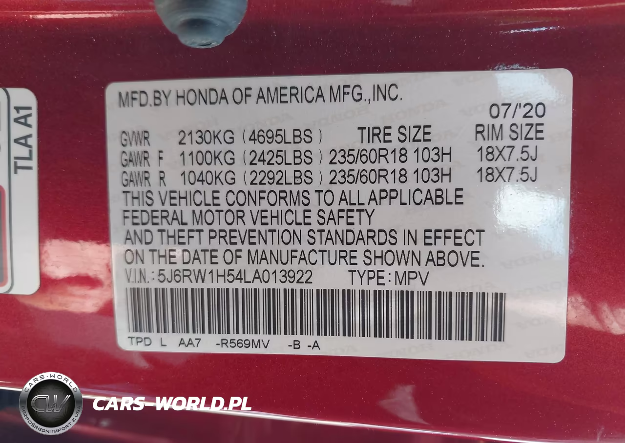 2020 Honda Cr-V 2Wd Ex VIN:5J6RW1H54LA013922 - 9
