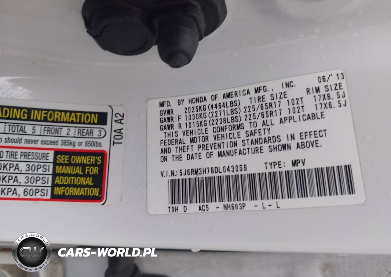 2013 Honda Cr-V Ex-L VIN:5J6RM3H78DL043059 - 9