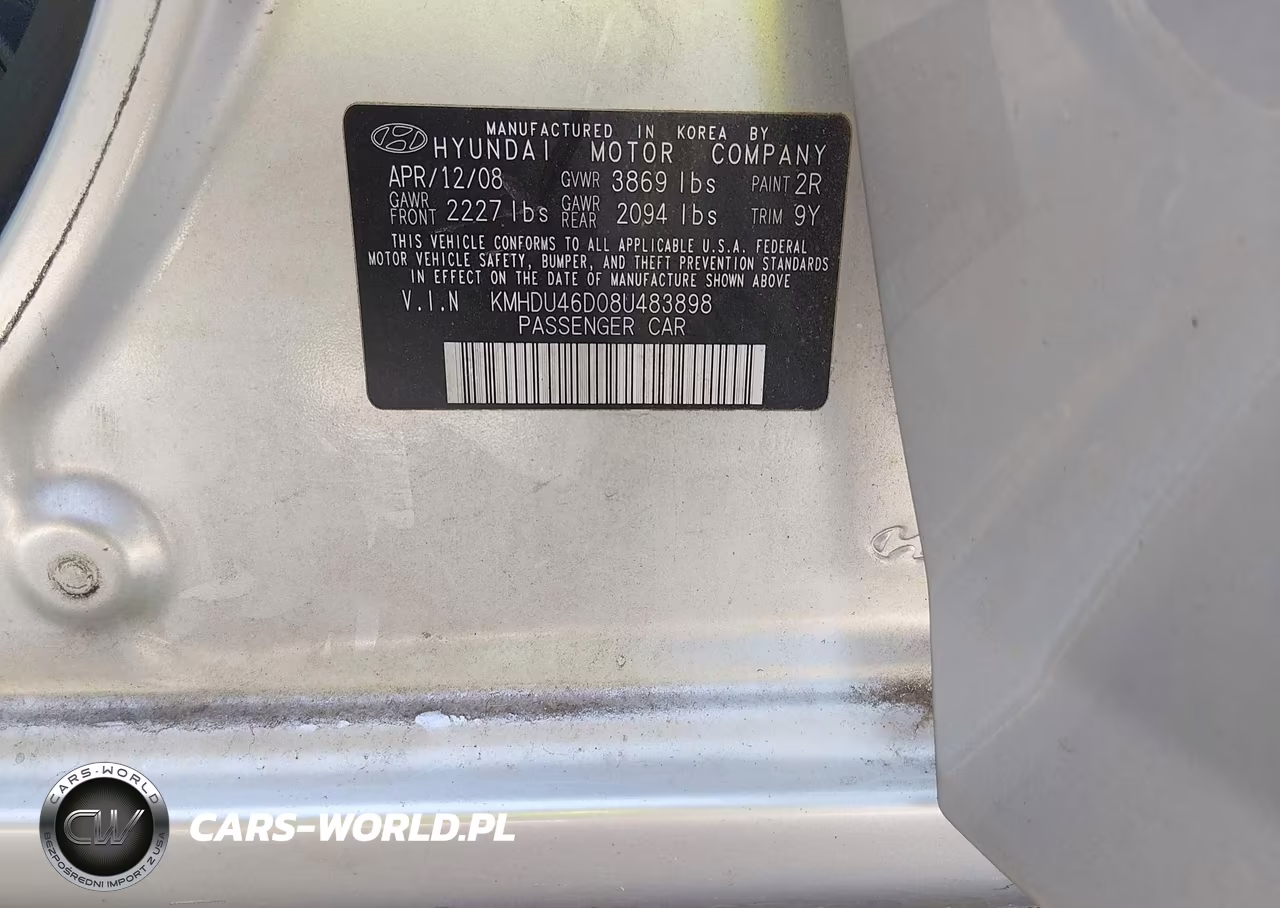 2008 Hyundai Elantra VIN:KMHDU46D08U483898 - 9